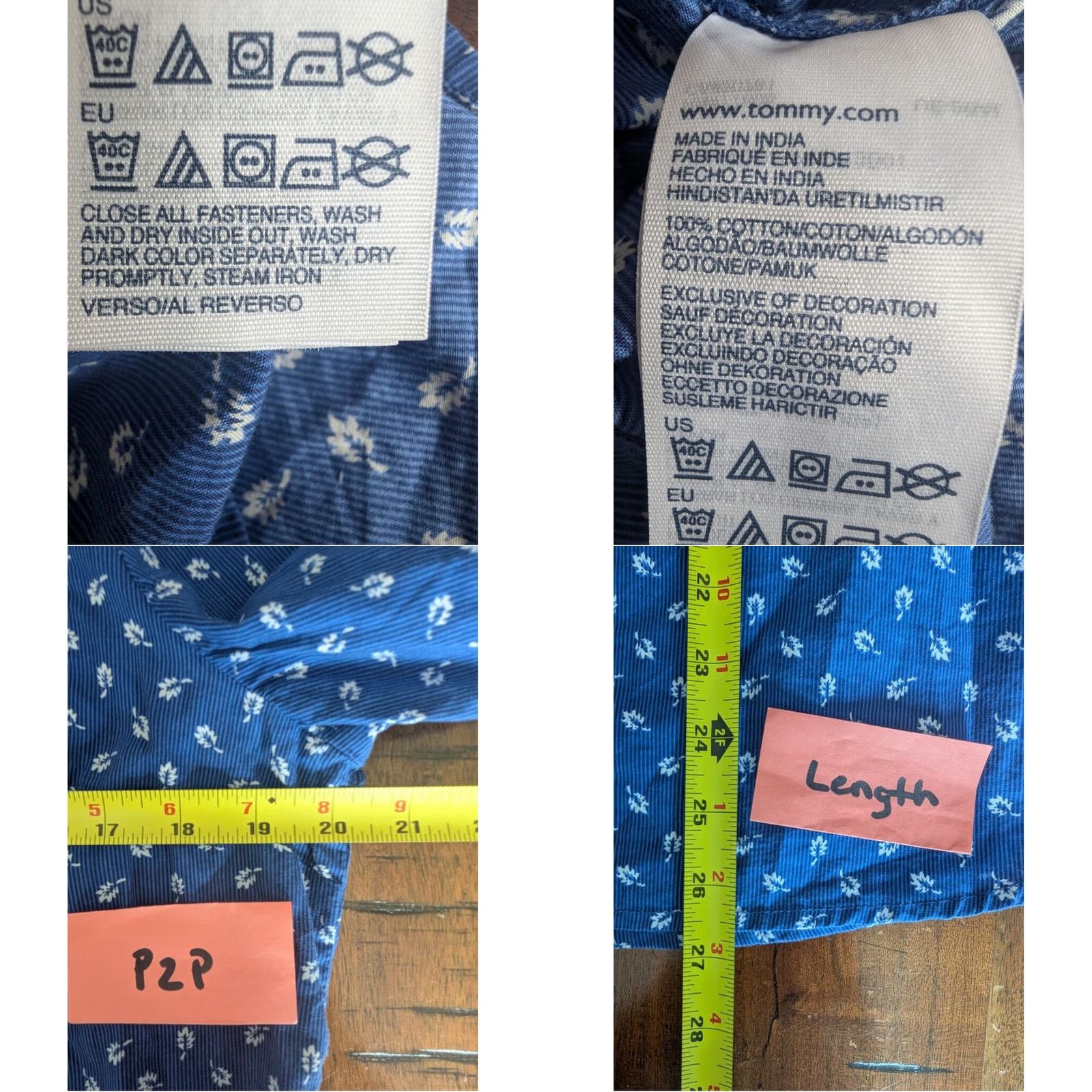 Tommy Hilfiger VINTAGE Tommy Hilfiger Button-Down Shirt Womens XL 100% Cotton Blue Contrast Cuffs EUC Size XL / US 12-14 / IT 48-50 - 8 Thumbnail
