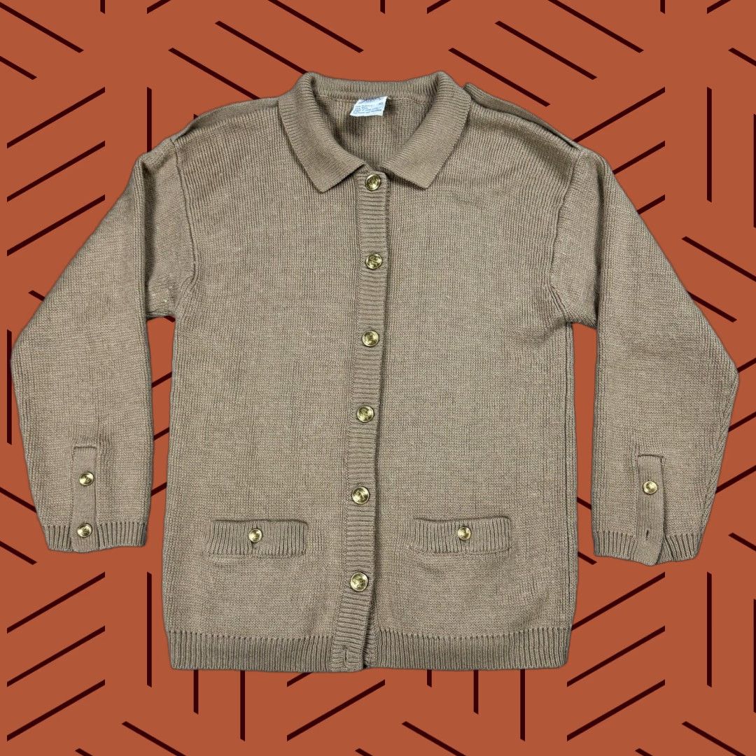 Camel MARK FORE & STRIKE Military Sweater Pullover Unisex Adult 42 Beige Button Knit Classic Size M / US 6-8 / IT 42-44 - 1 Thumbnail