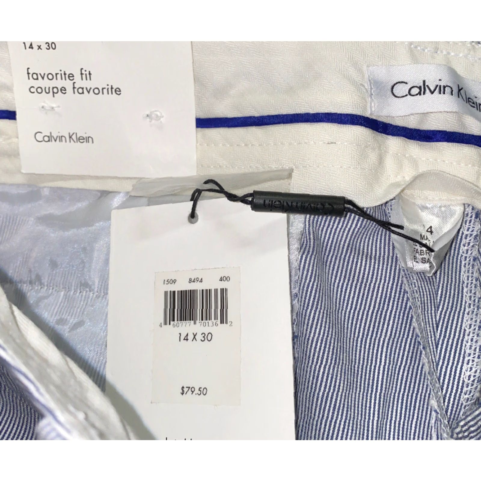 Calvin Klein Calvin Klein Womens Favorite Fit Pinstriped Blure/White Pants Size 14 X 30 NEW Size 36" / US 14 / IT 50 - 6 Thumbnail