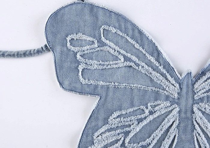 Other Y2K Butterfly Denim Halter Top Size ONE SIZE - 9 Thumbnail