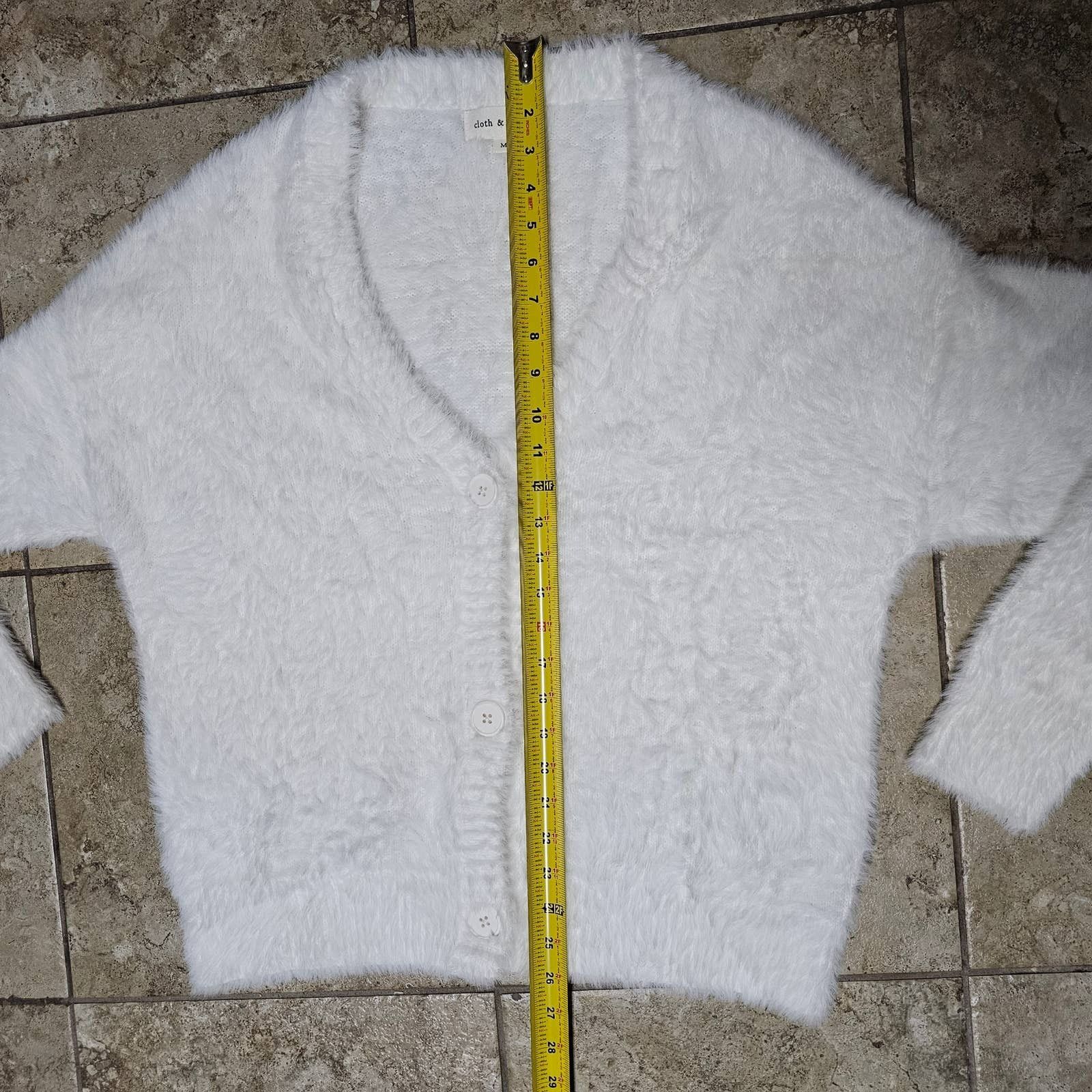 Anthropologie cloth & stone White fuzzy cardigan sweater size Medium Size M / US 6-8 / IT 42-44 - 7 Thumbnail