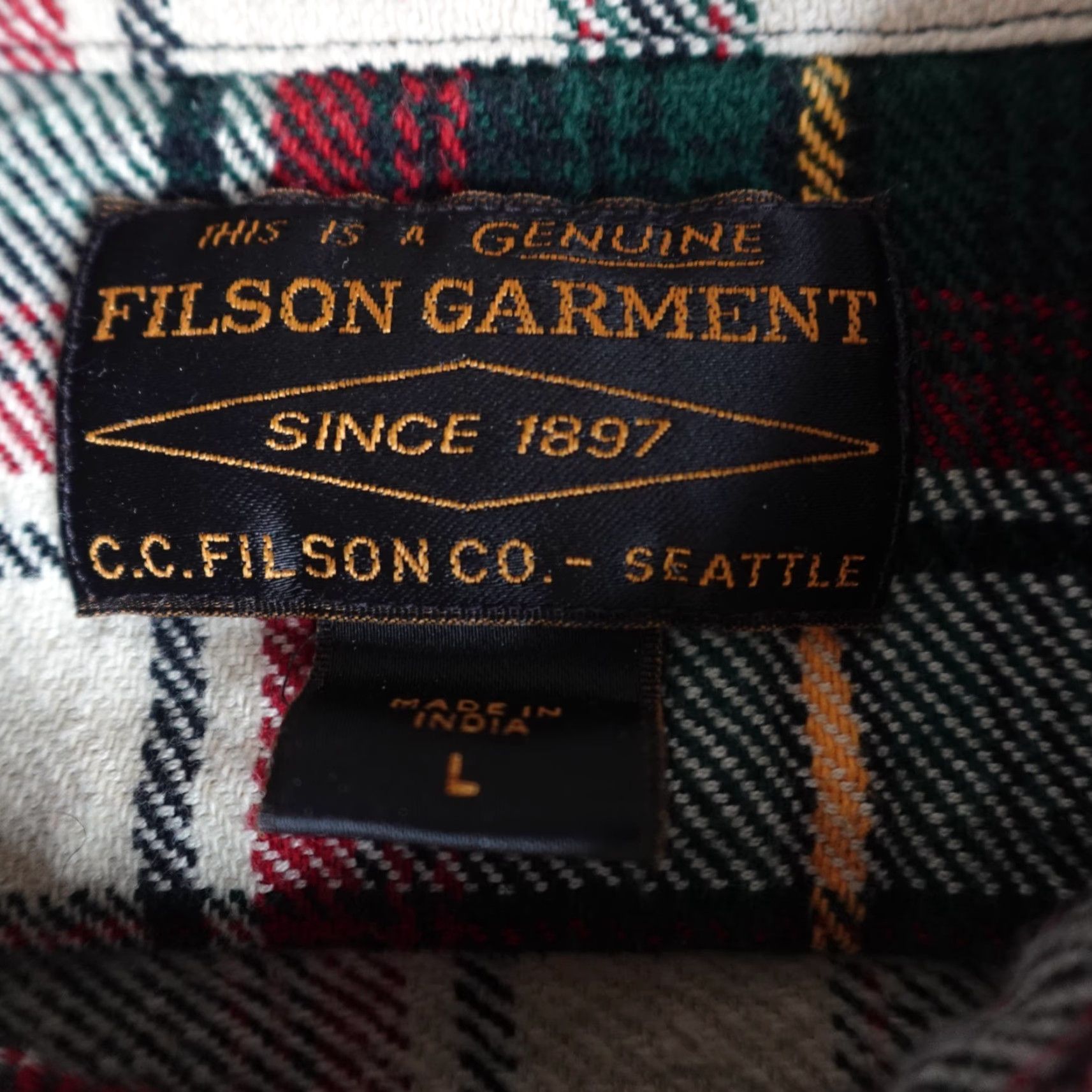 Filson Filson Mens Shirt L Green Beige Plaid Heavyweight Flannel Button-Up Casual long Sleeve Regular Mens Size US L / EU 52-54 / 3 - 7 Thumbnail