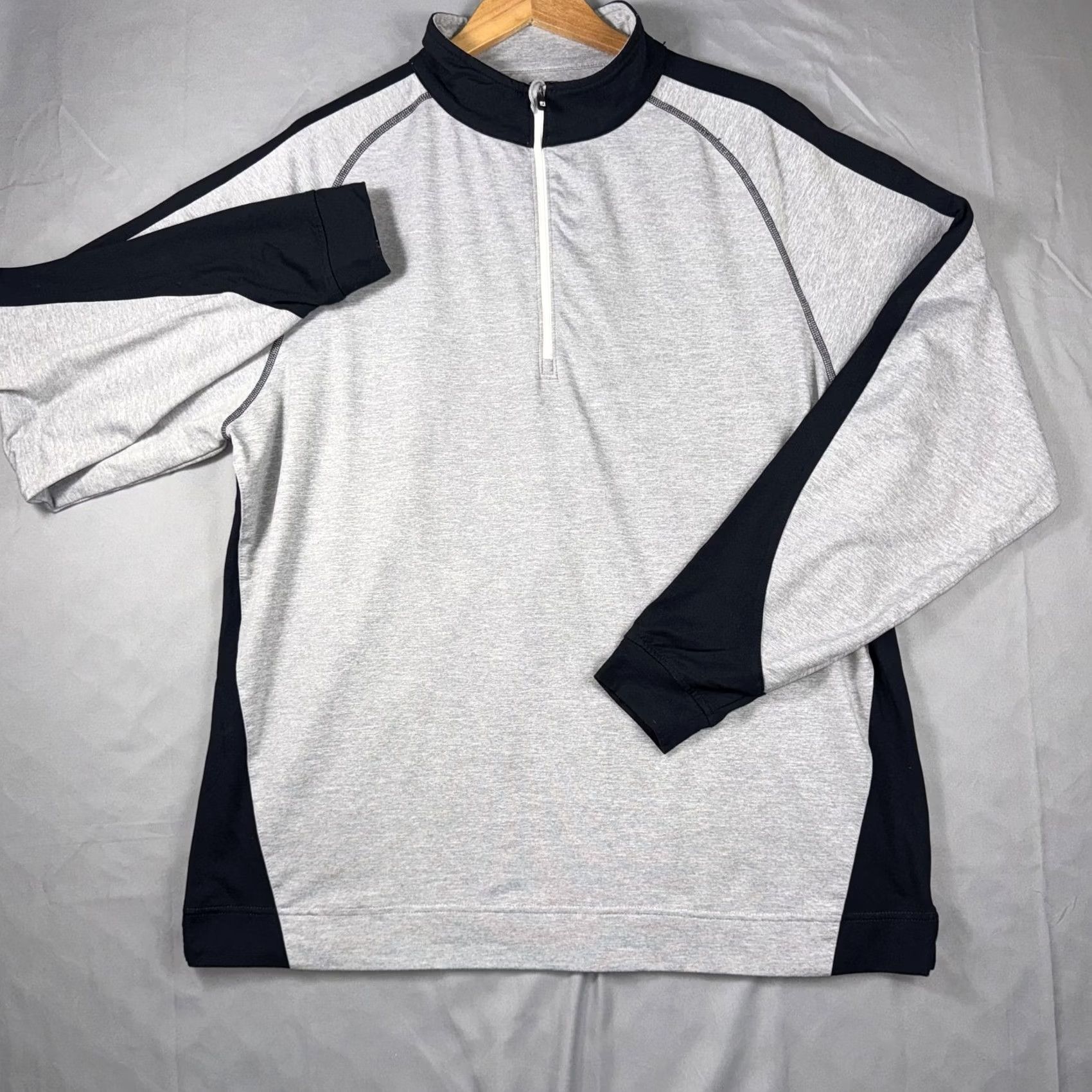 Footjoy FootJoy Pullover Mens XL Gray Black Quarter Zip Long Sleeve Golf Stretch Size US XL / EU 56 / 4 - 2 Thumbnail