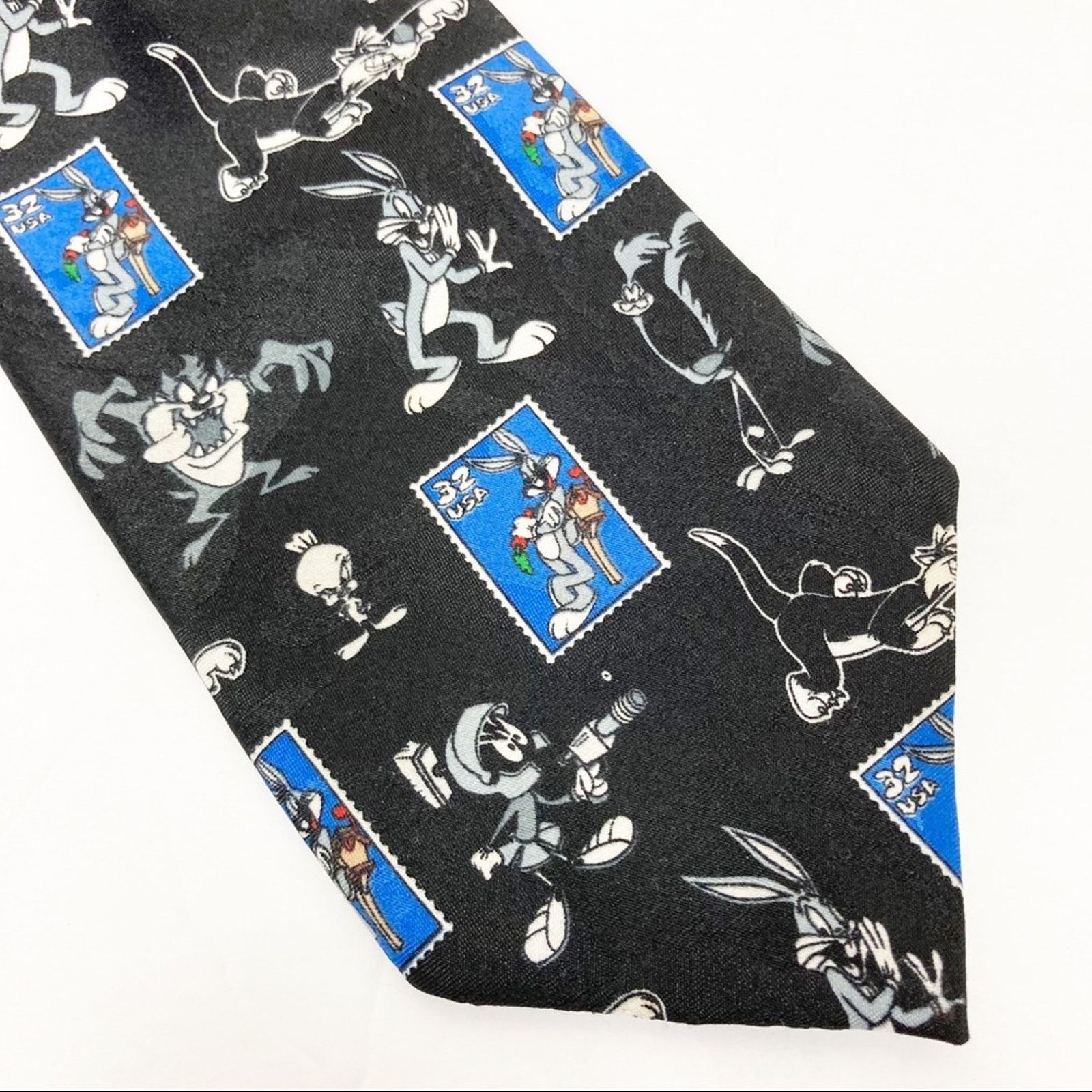 Warner Bros Vintage 1990s Looney Tunes Stamp Collection Bugs Bunny Tie Size ONE SIZE - 3 Thumbnail