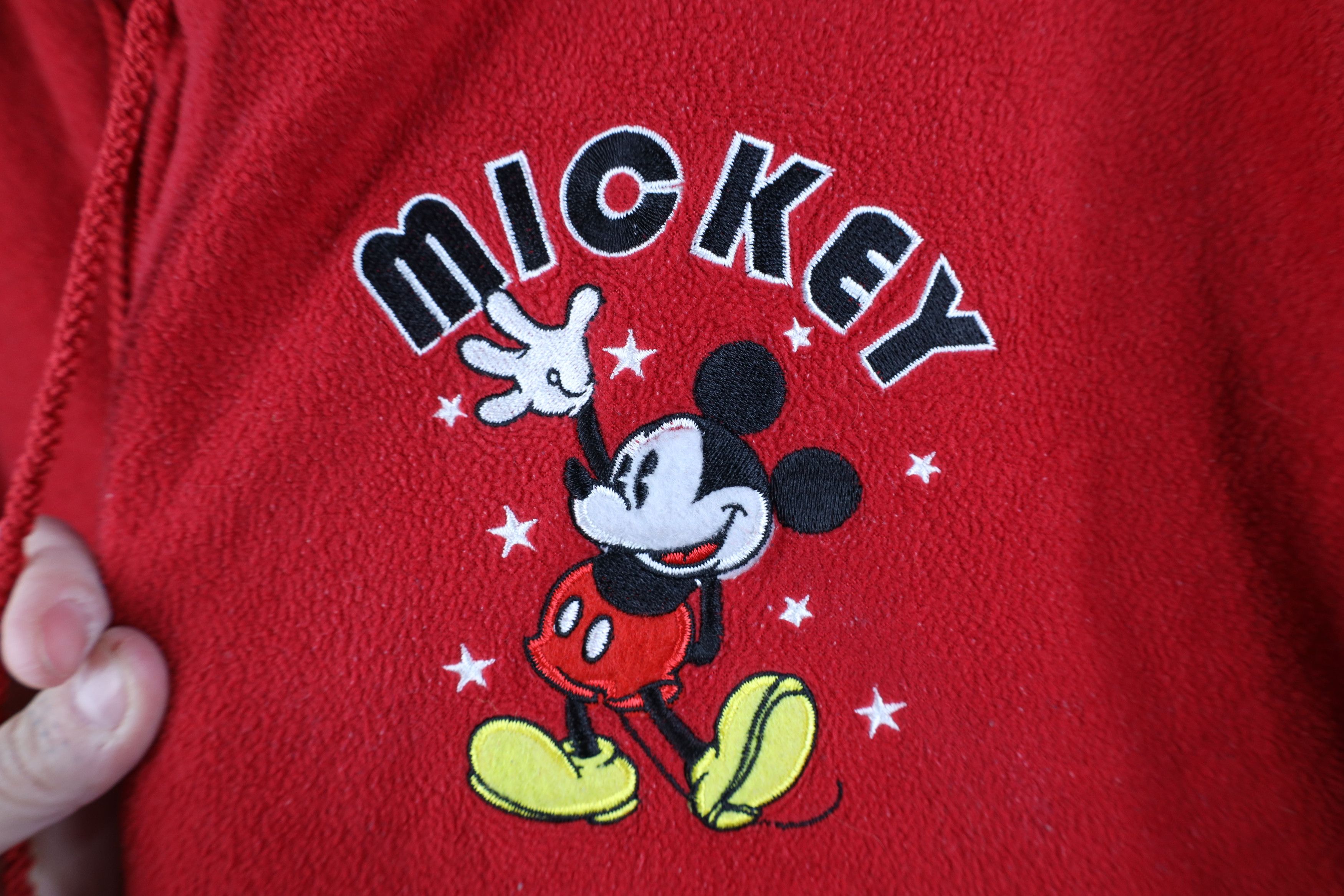 Disney Vintage 90s Disney Mickey Mouse Full Zip Fleece Hoodie Red Size 3XL / US 20-22 - 4 Thumbnail