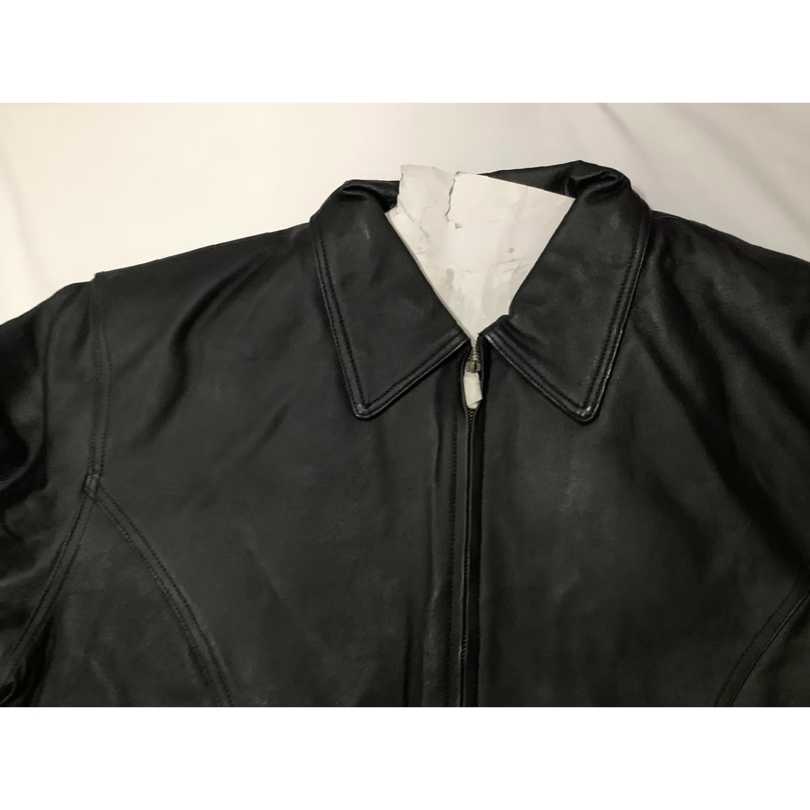 Vintage Ferugini Bomber Jacket Mens Small Black Genuine Leather Back Patch US Army Embroidered Zipper Full Zip Lined Pockets Elastic Waist Army USA Theme Size US S / EU 44-46 / 1 - 4 Thumbnail