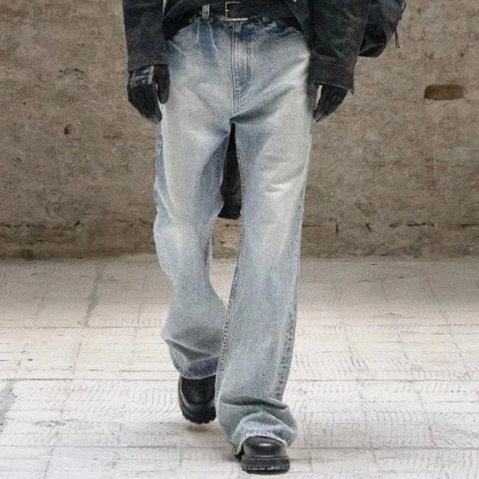 Washed Boot Cut Blue Jeans