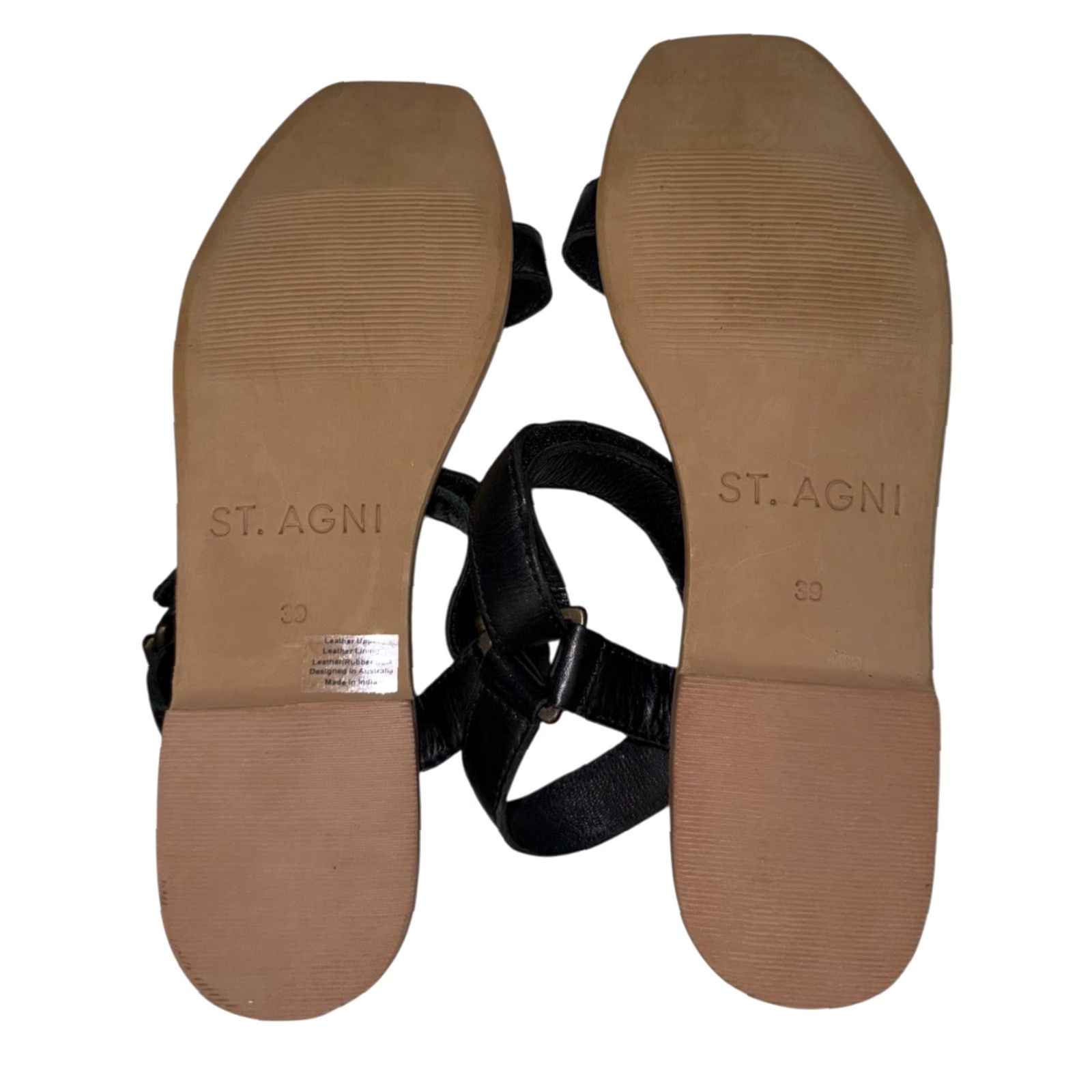 Vintage St Agni Sportsu Sandals Slide Leather Black 39 US 8 Women Sandal St Agni Sportsu 39 Black Leather Slide Women Size 8 US Size US 8 / IT 38 - 6 Thumbnail