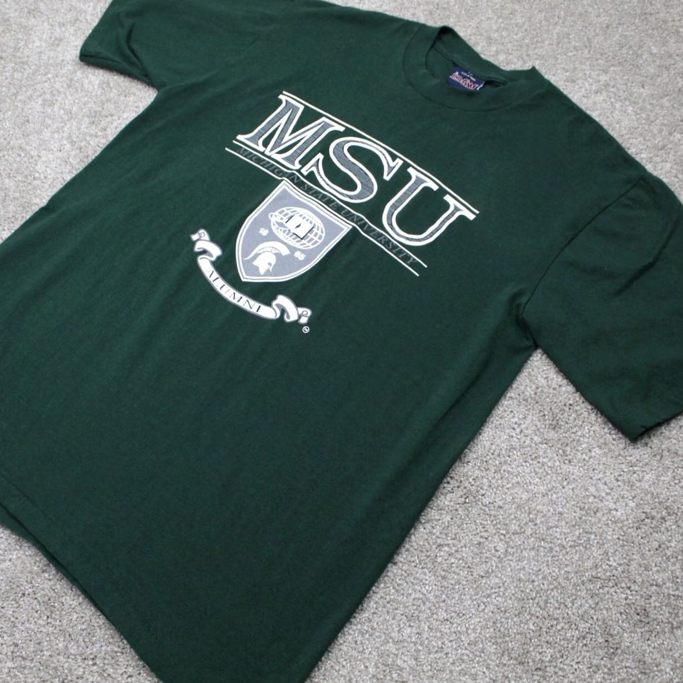 Jansport VINTAGE Jansport Michigan State Alumni Shirt Mens Large Green S/S Crew Neck 90s College Graphic Print Single Stitch Sportsman Mens Size US L / EU 52-54 / 3 - 3 Thumbnail