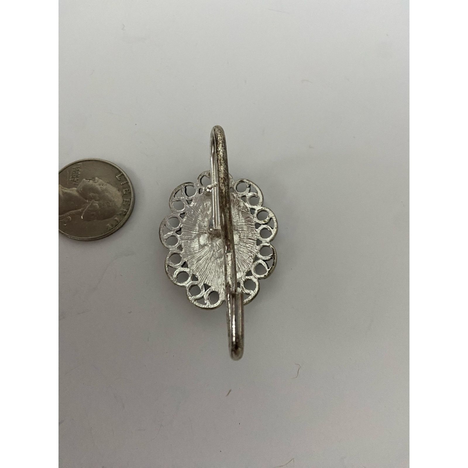 Other Fleur de Lis Silver Tone Brooch with Slide Clip Size ONE SIZE - 4 Thumbnail