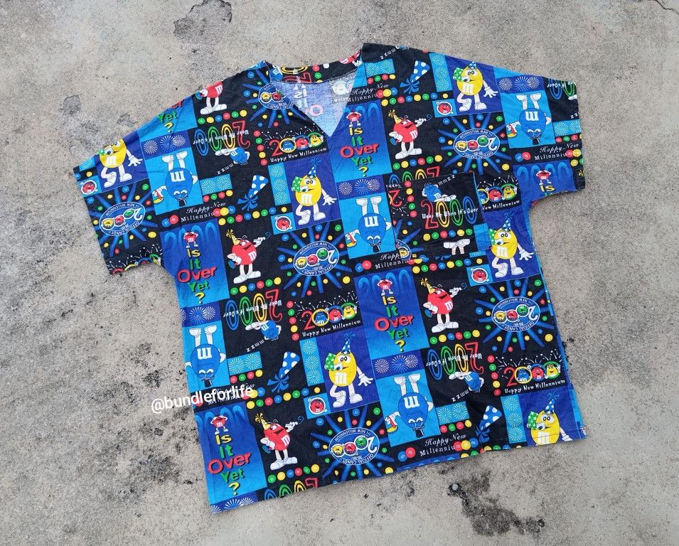 Vintage VTG M&M shirt scrub 🍫 Happy Millennium 🥳 Size US L / EU 52-54 / 3 - 2 Thumbnail