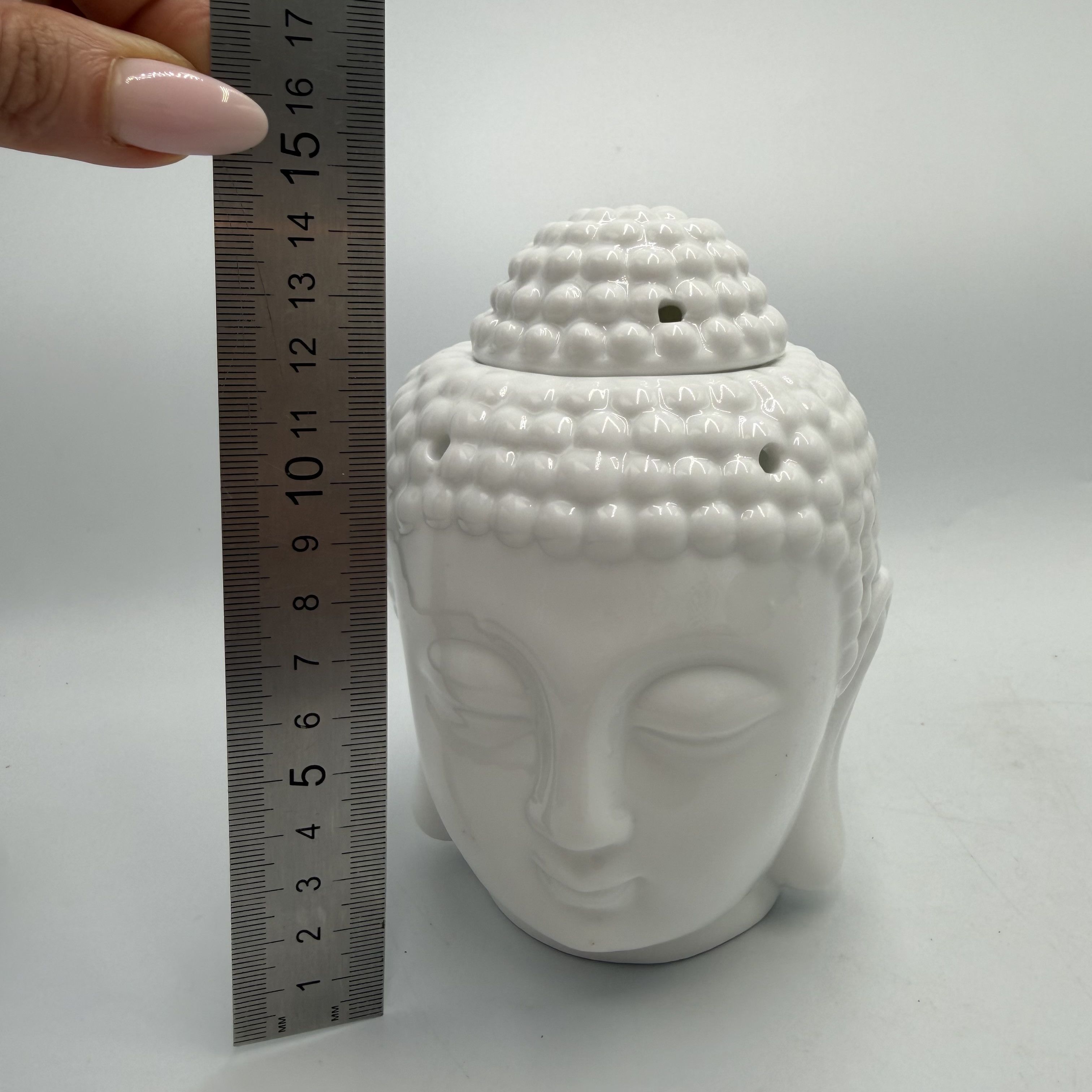 Vintage Vintage White Ceramic Buddha Head Oil Burner Aroma Lamp Wax Size ONE SIZE - 8 Thumbnail