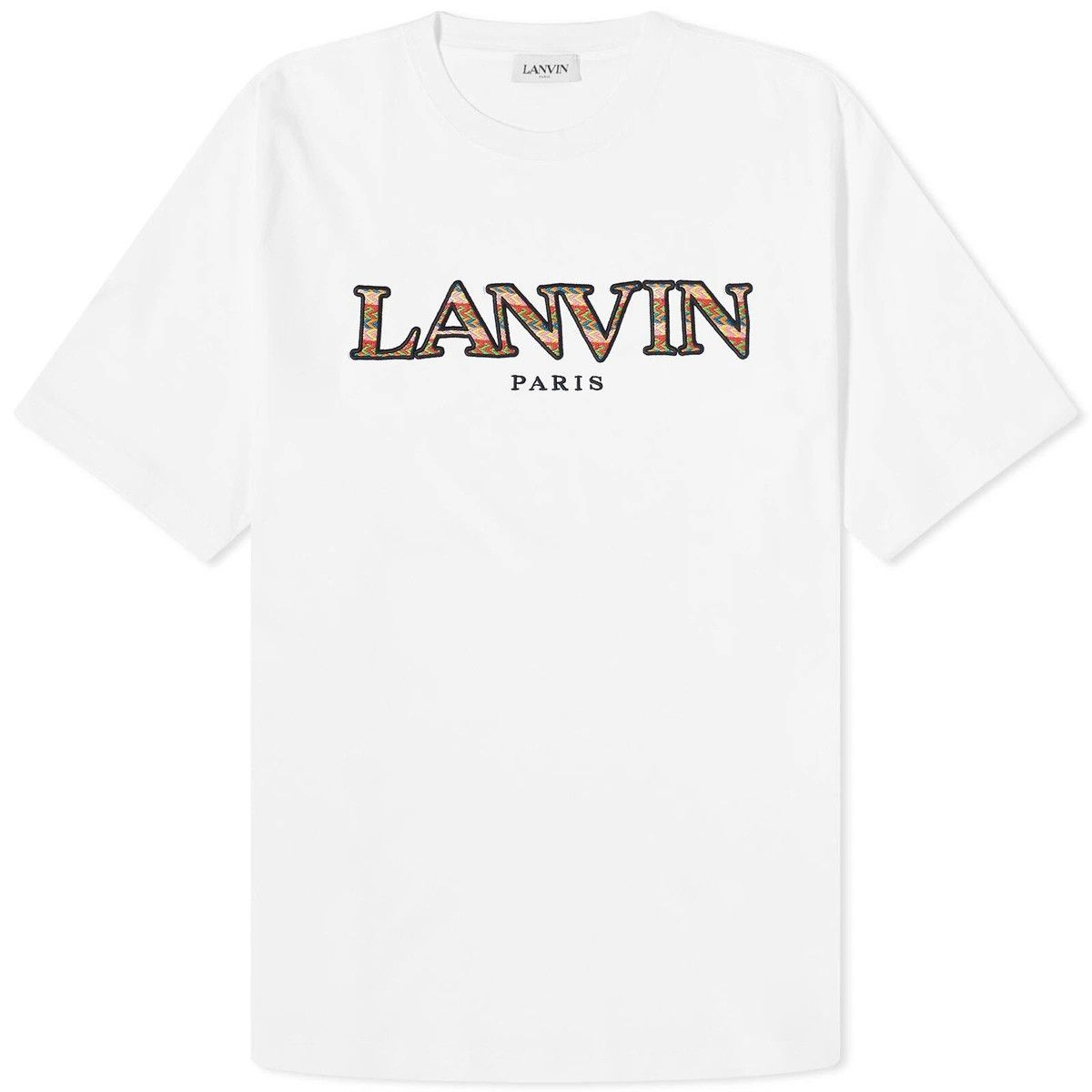 Lanvin oc11z0426 Logo Embroidered Cotton T-Shirt in White Size US L / EU 52-54 / 3 - 1 Thumbnail