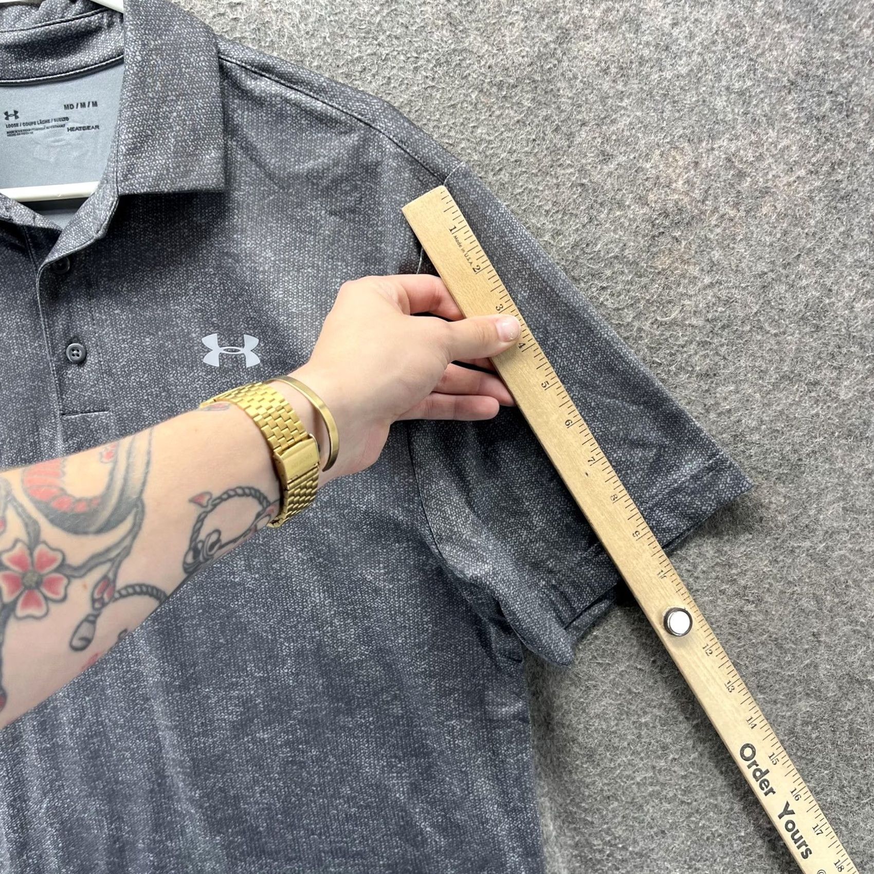 Under Armour Under Armour Polo Shirt Mens M Gray HeatGear Loose Fit Golf Short Sleeve Size US M / EU 48-50 / 2 - 5 Thumbnail