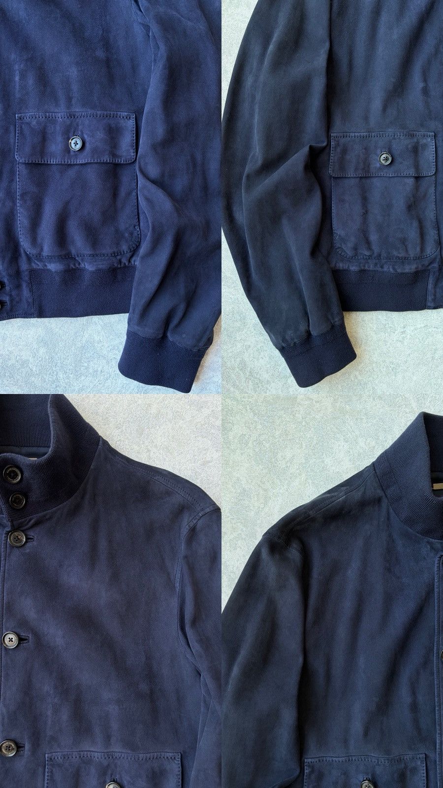 Ralph Lauren Purple Label Ralph Lauren Purple Label Navy Goat Skin Suede Flight Jacket Size US XL / EU 56 / 4 - 4 Thumbnail