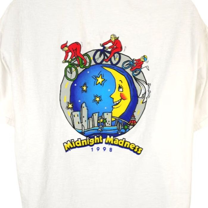 Vintage VINTAGE Midnight Madness Bike Ride T Shirt Mens XL White 90s San Diego Oneita Size US XL / EU 56 / 4 - 4 Thumbnail