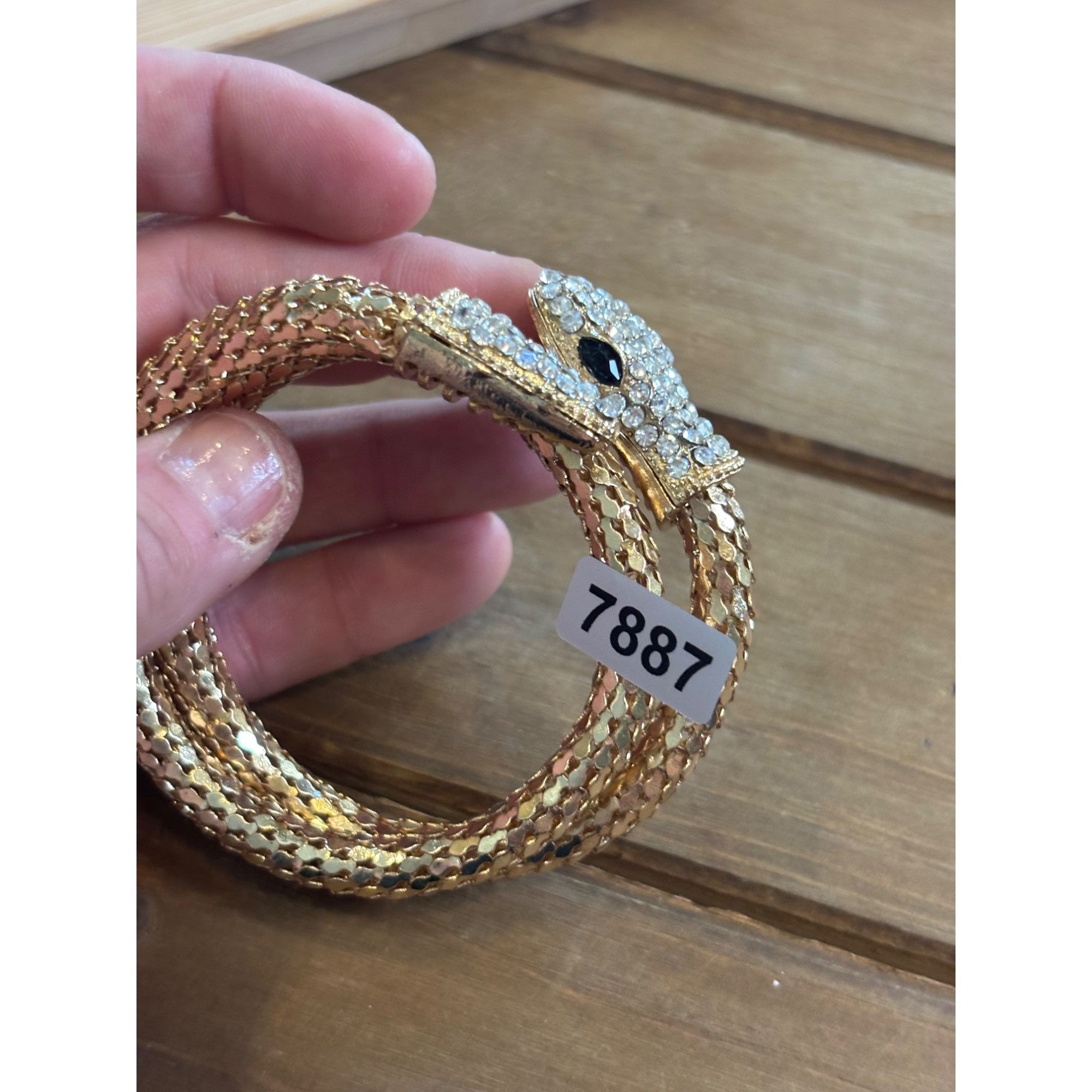 Other Gold Snake-Style Rhinestone Wrap Bracelet Size ONE SIZE - 2 Thumbnail