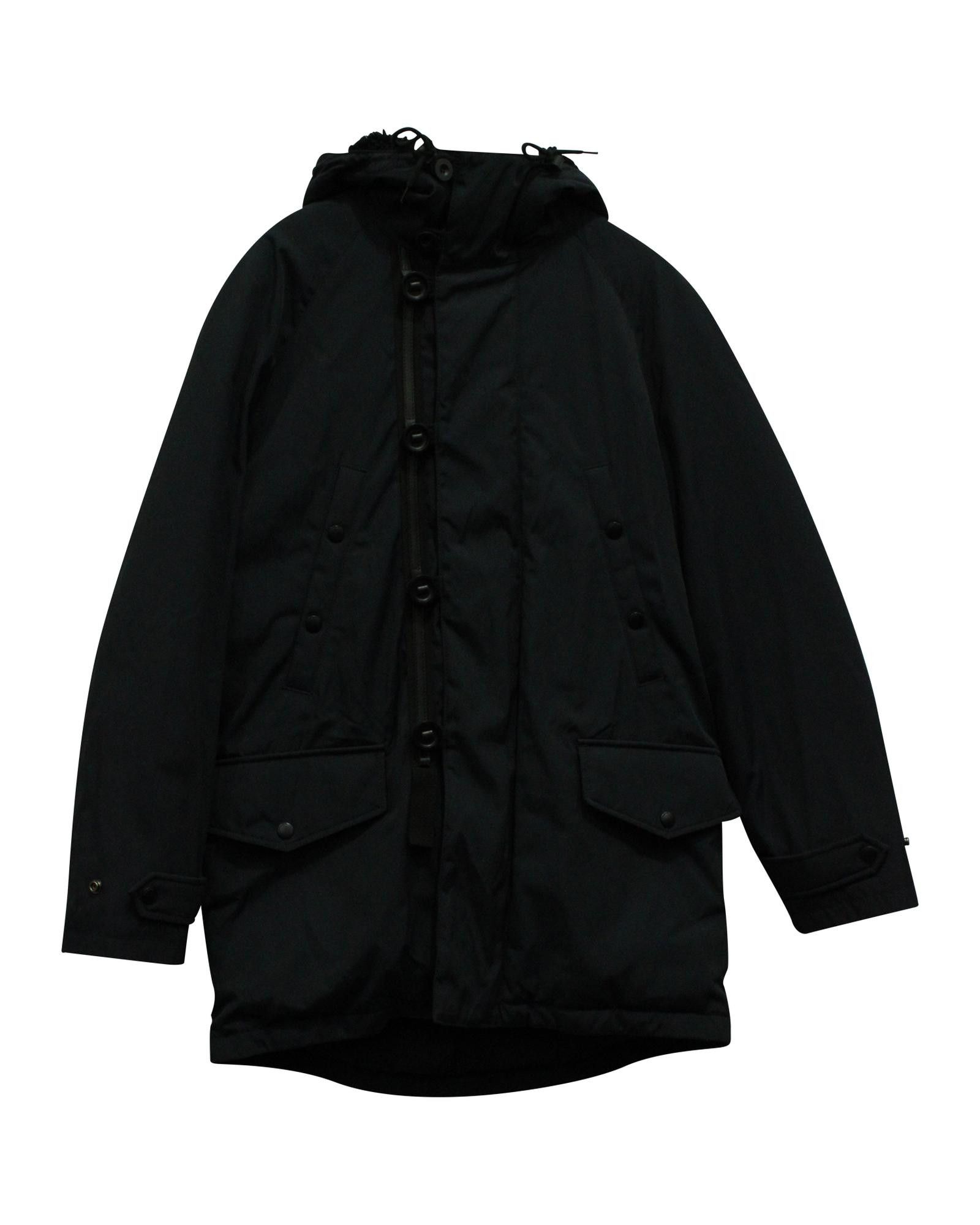 image of Black Nylon Winter Overcoat With Hood By Coach, Men's (Size Small)