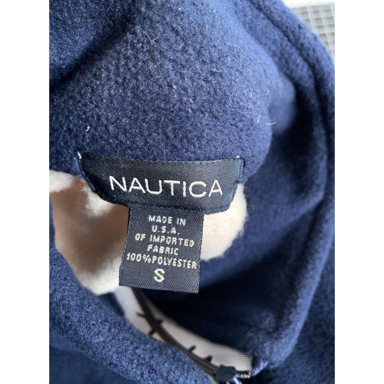 Nautica VTG Nautica 1/4 Zip Fleece Pullover Adult Small Dark Blue Cream Oversized USA Size US S / EU 44-46 / 1 - 4 Thumbnail