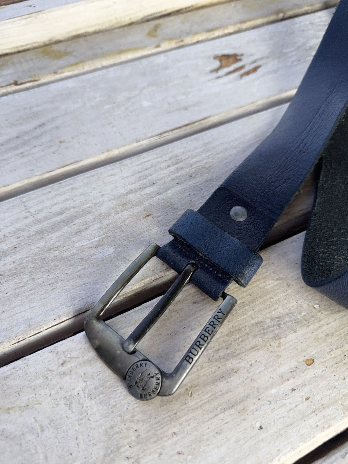Japanese Brand Vntg Leather Belt Y2K Style Burberry Punk Metal Avant Garde Size ONE SIZE - 2 Thumbnail