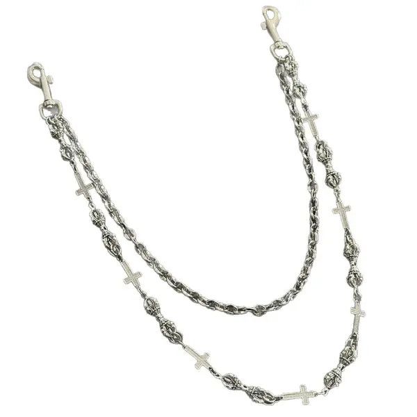 Jewelry Silver Cross Chain Wallet Chain, Gothic Punk Accessory Size ONE SIZE - 5 Thumbnail