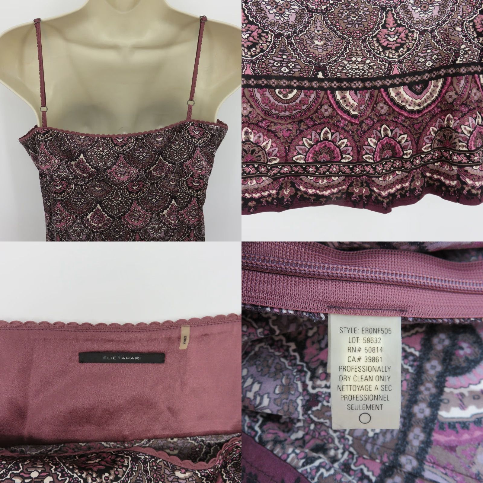 Elie Tahari Elie Tahari Shirt Tank Top Women Small Purple Spaghetti Strap Silk Blend Tank Top Shirt Blouse Size S / US 4 / IT 40 - 8 Thumbnail