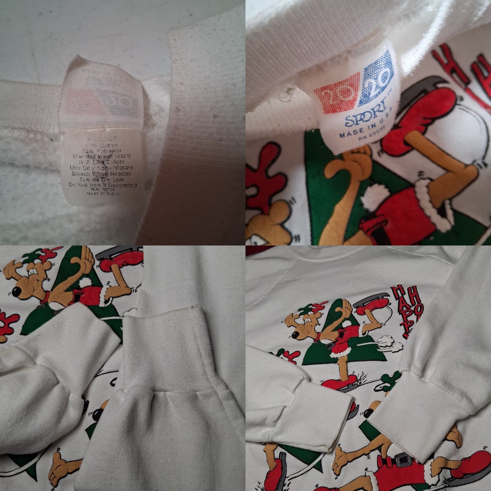 Vintage VINTAGE 20/20 SPORT Christmas Sweatshirt Pullover Crew Neck Long Sleeve Men Large White Reindeer Ice Skate Happy Holidays Winter Graphic Puffy Size US L / EU 52-54 / 3 - 8 Thumbnail