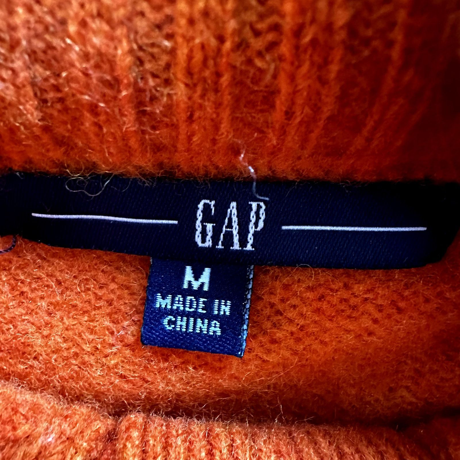 Gap VTG Gap Turtleneck Button Cardigan Ribbed Lambswool Orange M Size M / US 6-8 / IT 42-44 - 3 Thumbnail