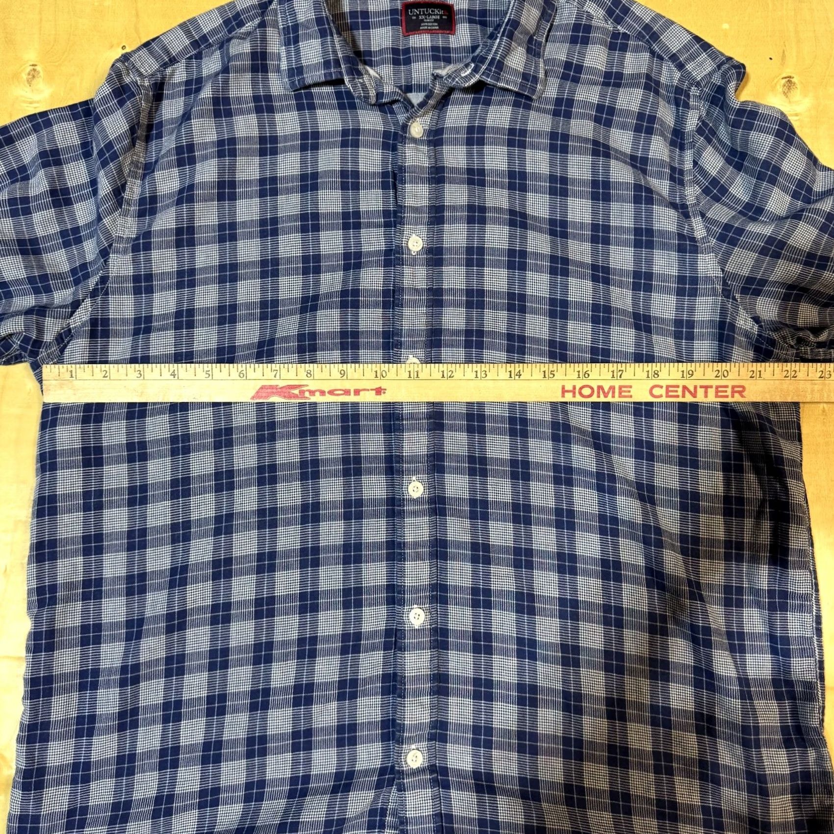 UNTUCKit UNTUCKit Shirt Mens 2XL Blue White Plaid Short Sleeve Slim Fit Button Up Casual Size US XXL / EU 58 / 5 - 5 Thumbnail