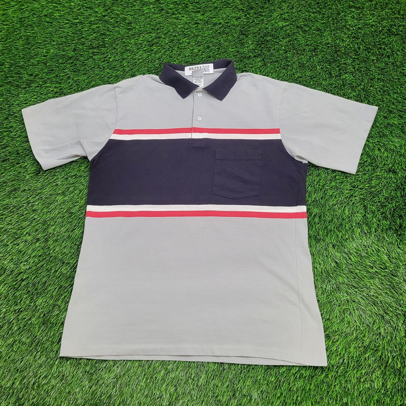 Vintage Vintage Red-Kap Polo Shirt Medium 21x28 Navy Gray Red Strips Size US M / EU 48-50 / 2 - 1 Thumbnail
