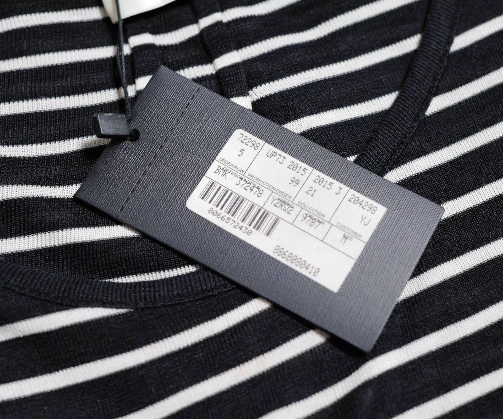 Saint Laurent Paris SLP 15AW B&W Striped Silk Pocket T-Shirt Size M Size US M / EU 48-50 / 2 - 3 Thumbnail