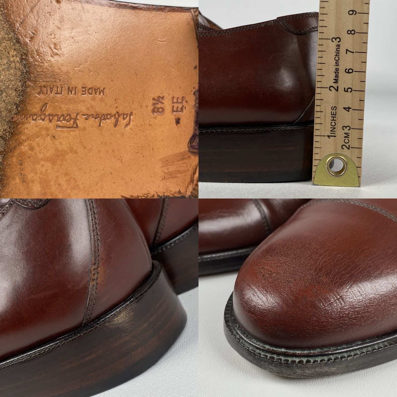 Salvatore Ferragamo Salvatore Ferragamo Lace-Up Brown Leather Cap Toe Oxfords Men's Shoe 8.5 EE Dress Cap Toe Leather Upper/Leather Lining Size ONE SIZE - 8 Thumbnail