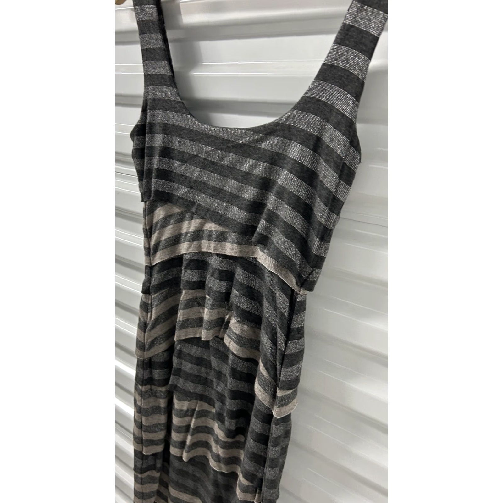 Bailey 44 Womens Bailey 44 Dress XS Gray Striped Knit Cap Sleeve Round Neck Pullover Short Length Bodycon T-Shirt Dress Casual Travel Size XS / US 0-2 / IT 36-38 - 6 Thumbnail