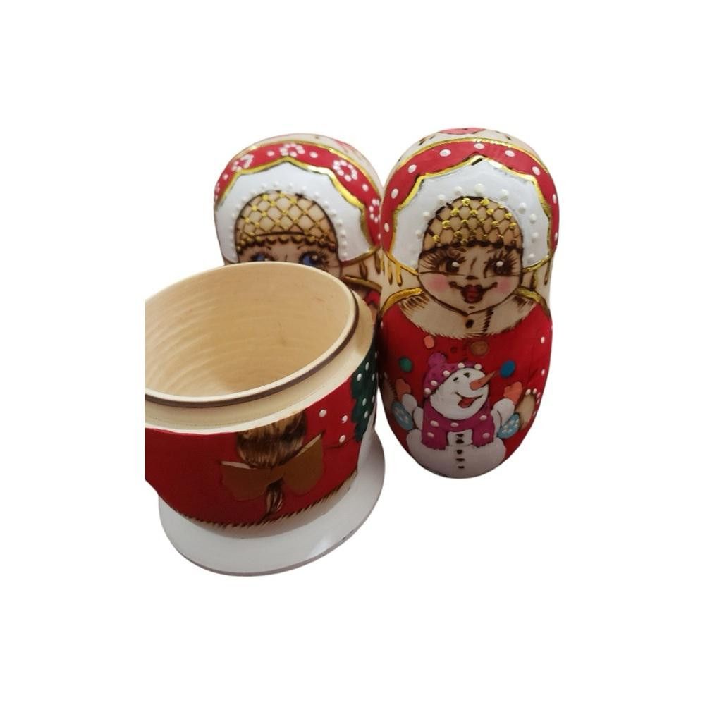 Designer Russian Christmas Nesting Doll 8” Handcrafted Size ONE SIZE - 8 Thumbnail