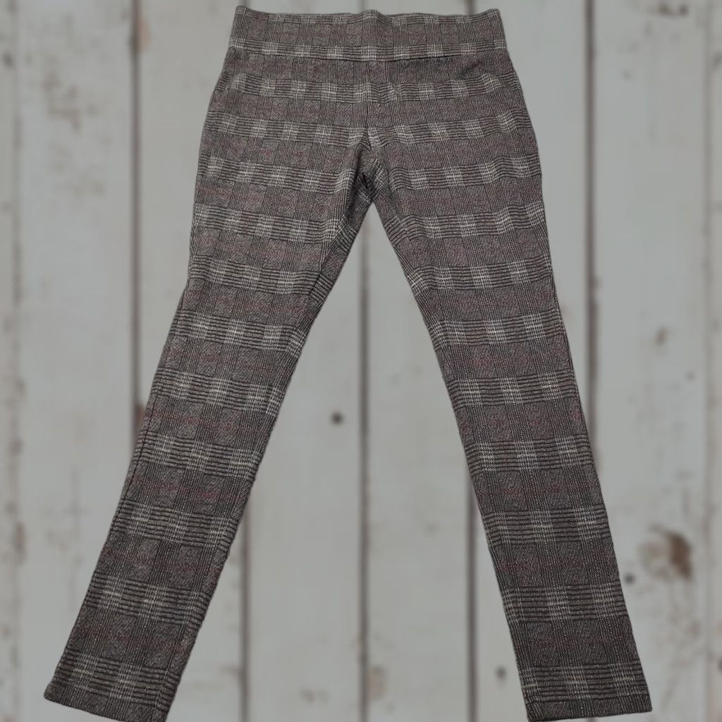 Vintage Tahari Women M Plaid High Waisted Leggings Pull On Pants Ankle Length Skinny Leg Style, Regular Fit, Cruise City Bohemian Preppy Size 32" / US 10 / IT 46 - 1 Thumbnail