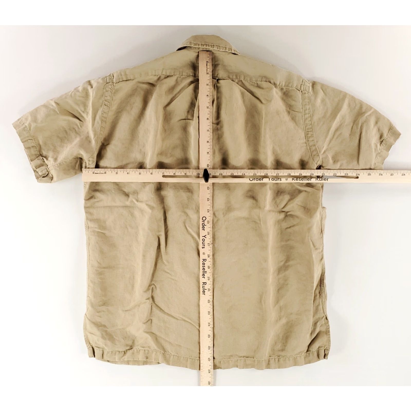 Polo Ralph Lauren Polo Ralph Lauren Shirt Mens M Linen Silk Blend Tan Brown Loop Collar Button Up Short Sleeve Size US M / EU 48-50 / 2 - 8 Thumbnail