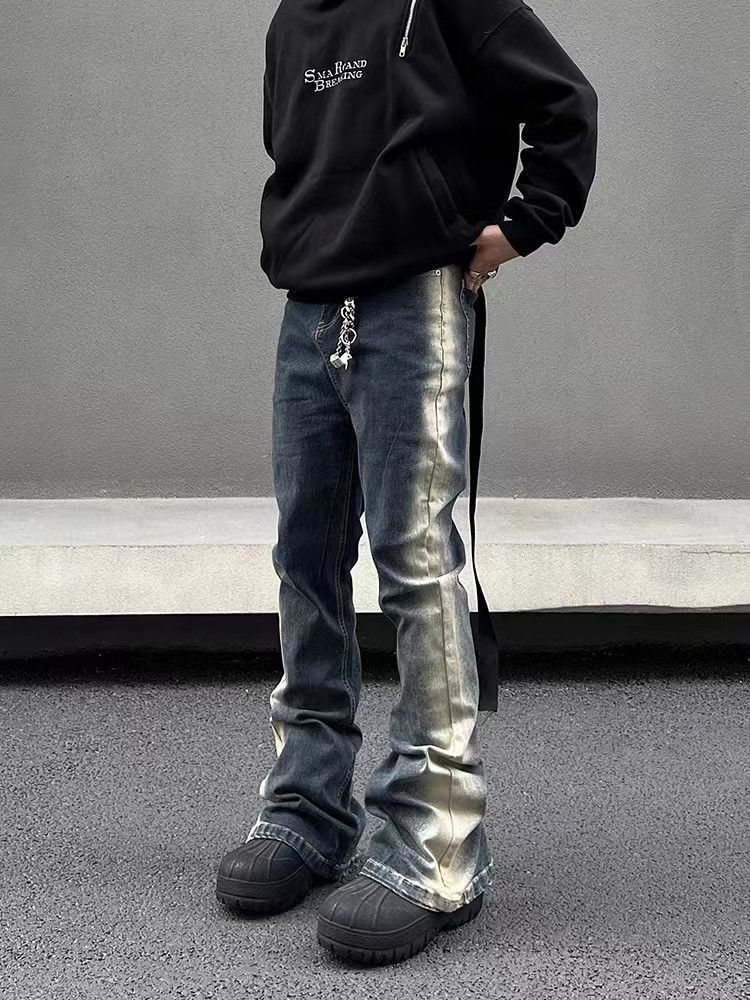 image of Vintage Wash Gradient Bootcut Jeans in Blue, Men's (Size 32)
