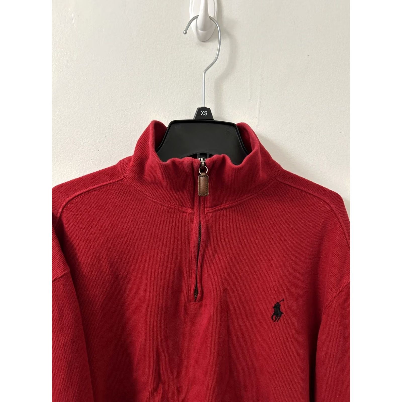 Ralph Lauren VINTAGE Polo Ralph Lauren Sweater Mens Large Red 1/4-Zip Pullover Cotton Pony Size US L / EU 52-54 / 3 - 6 Thumbnail