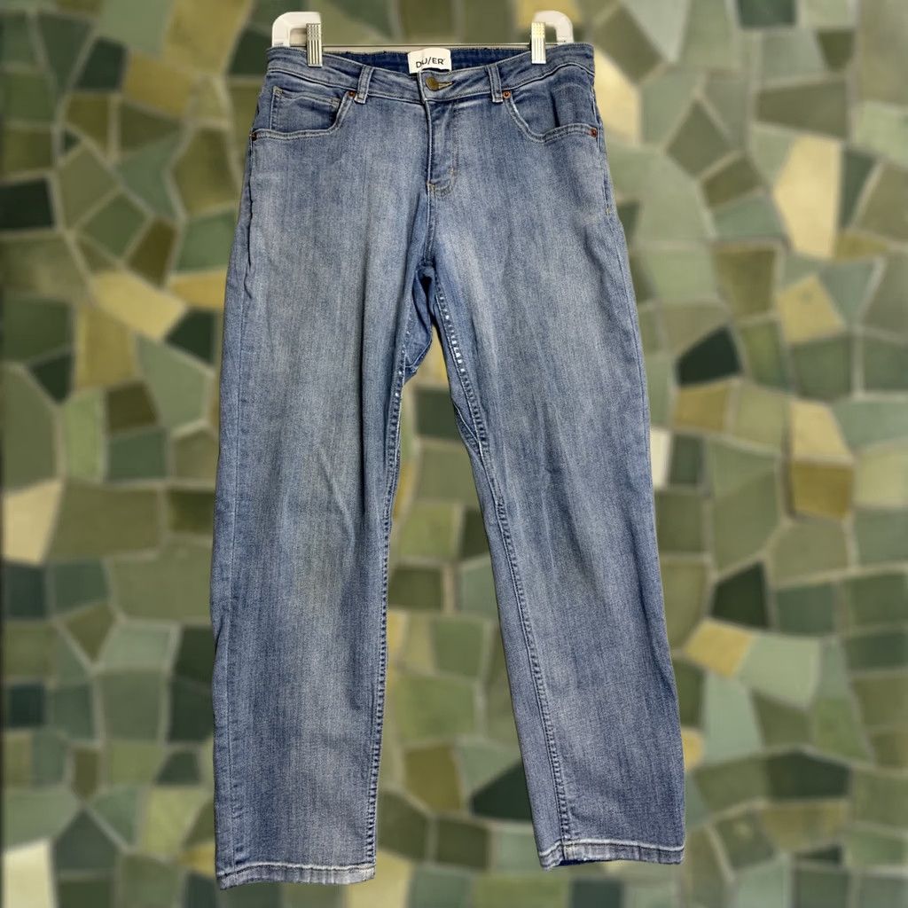 DUER DUER Jeans Mens 29x28 Blue Performance Denim Y2K Dark Wash Regular Fit 5-Pocket Button Zip Size US 29 - 1 Thumbnail