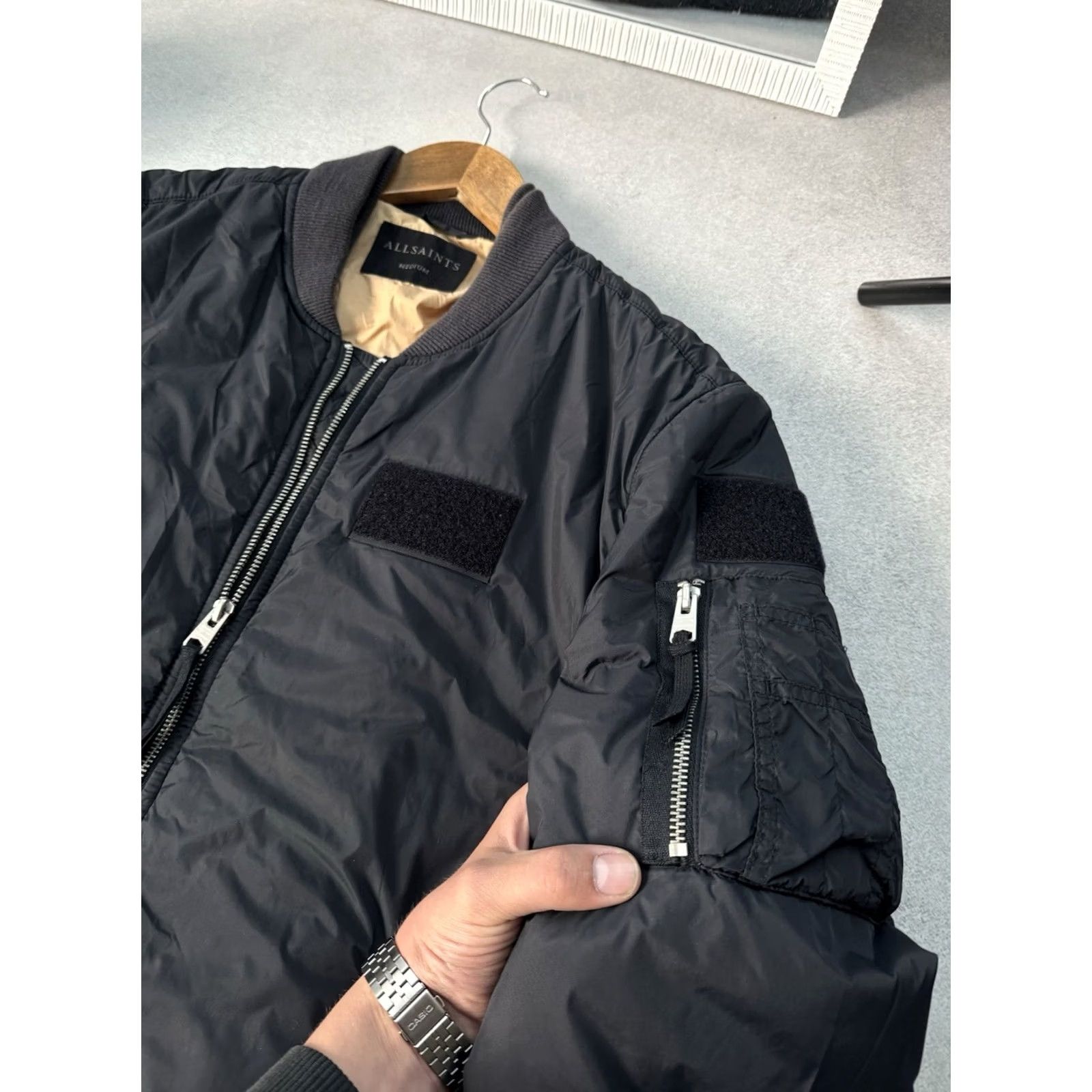 Allsaints VINTAGE AllSaints Bomber Jacket Navy Blue Nylon Reversible Men M Size Dark Blue 90s Army Streetwear USA Massimo Osti Archive Pockets Size US M / EU 48-50 / 2 - 5 Thumbnail
