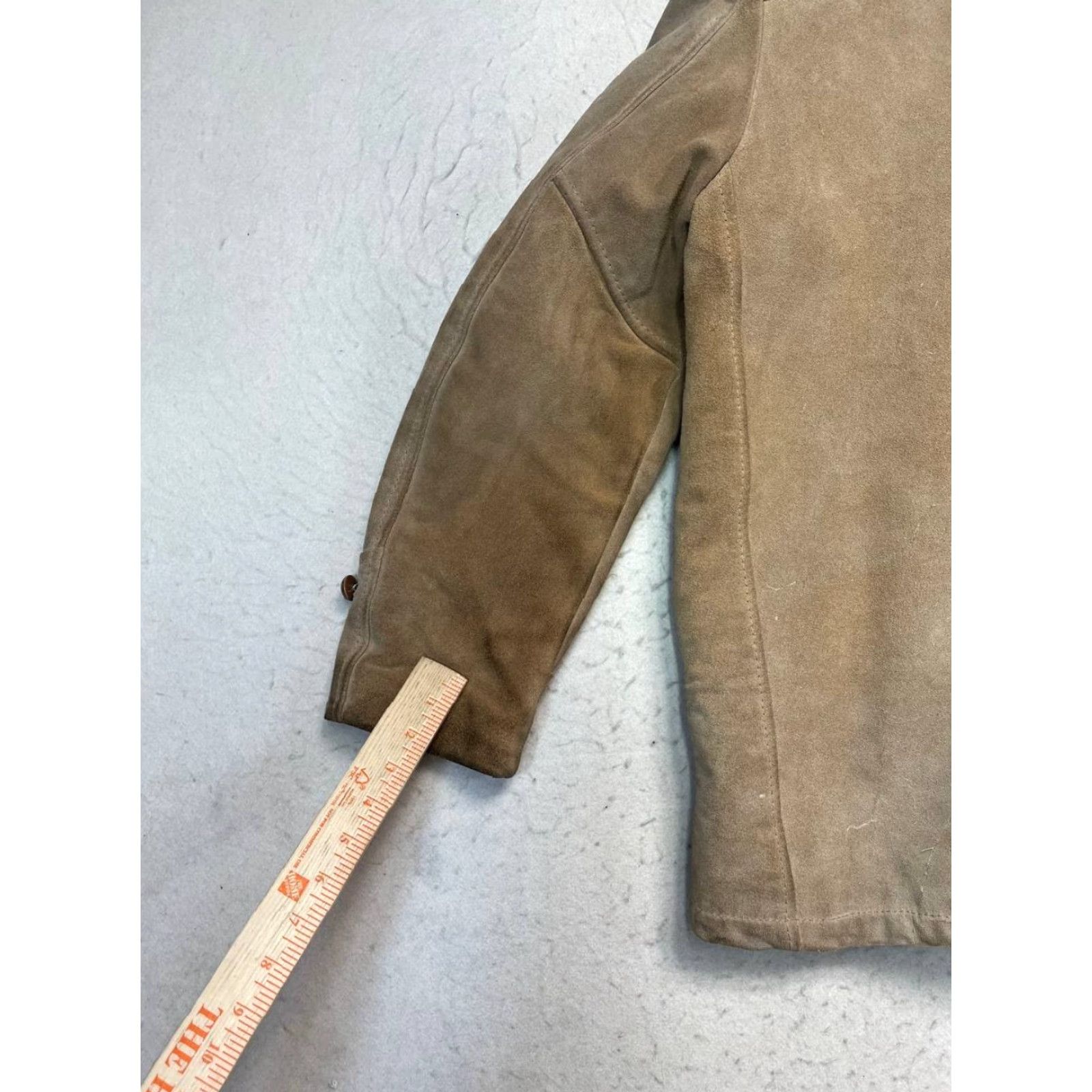 Vintage VINTAGE Genuine Leather Suede Heavy Jacket Mens Mid-Length Brown L See Pic Pockets Lined Classic Outdoor Retro USA American Jacket Size US L / EU 52-54 / 3 - 6 Thumbnail