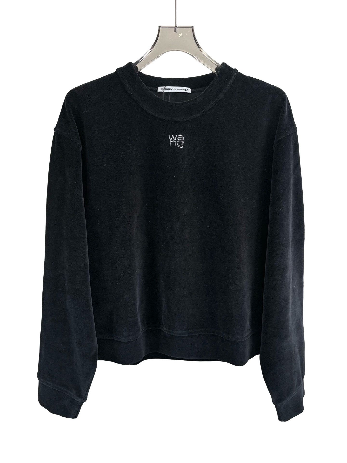 Alexander Wang Alexander Wang Rhinestone Logo Velour Sweatshirt L Size L / US 10 / IT 46 - 1 Thumbnail