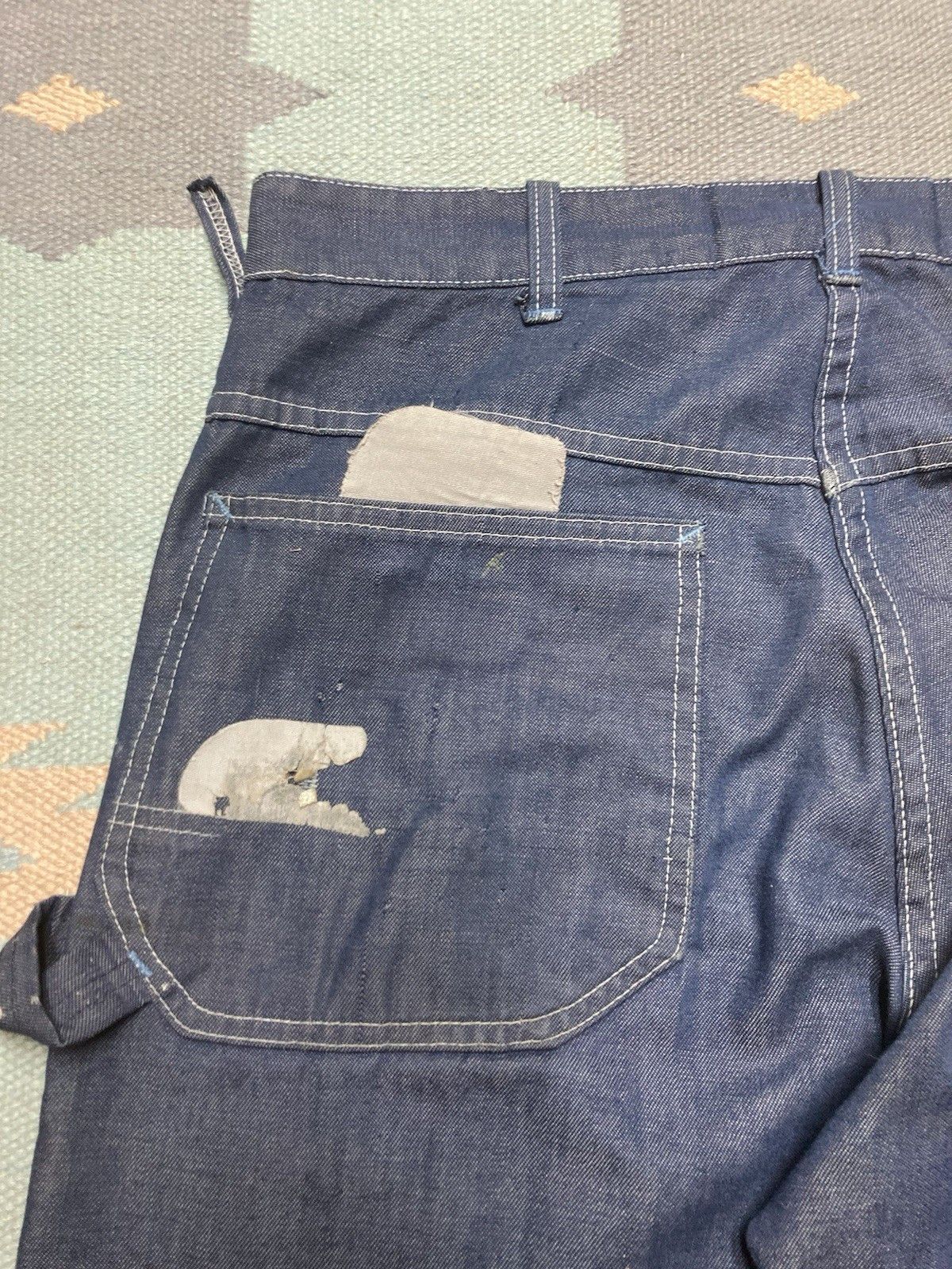 Vintage 70s sears denim carpenter jeans distressed paint AS IS 33x32 Size US 33 - 13 Thumbnail