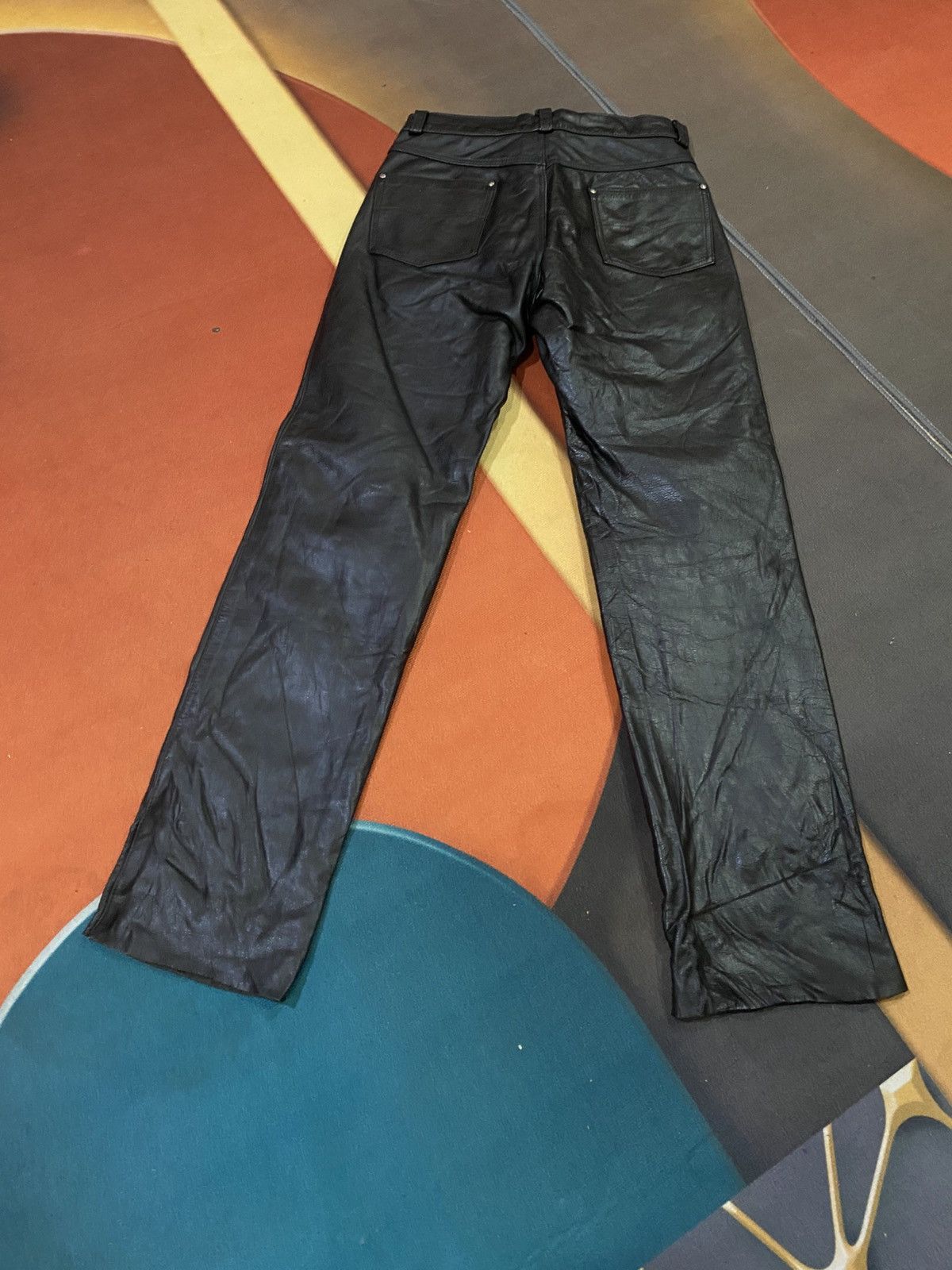 Schott Vintage Schott NYC Black Leather Pants Biker Rocker Style Size US 30 / EU 46 - 12 Thumbnail