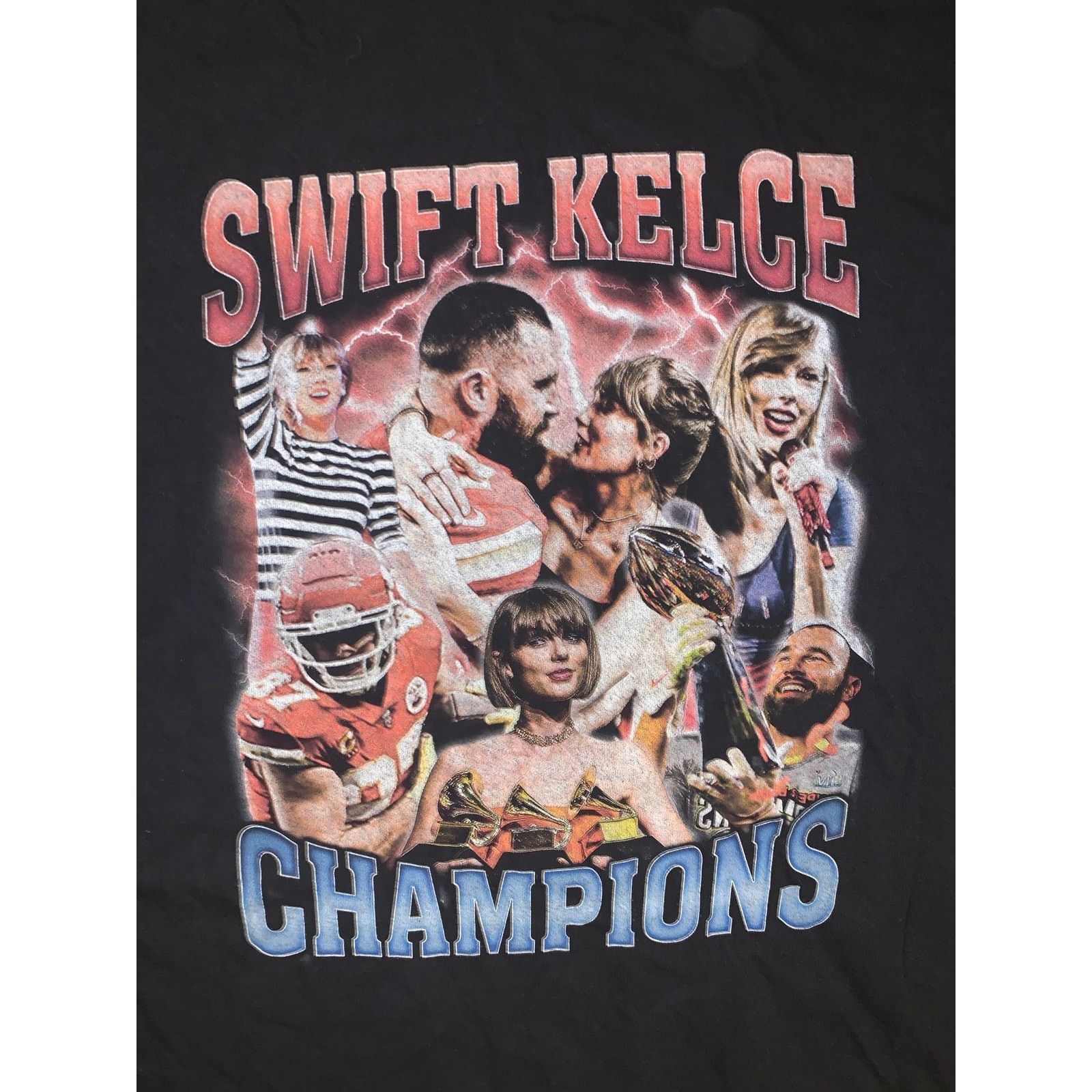 Band Tees Taylor Swift Travis Kelce Champions Rap Tee XL Black Size US XL / EU 56 / 4 - 1 Thumbnail