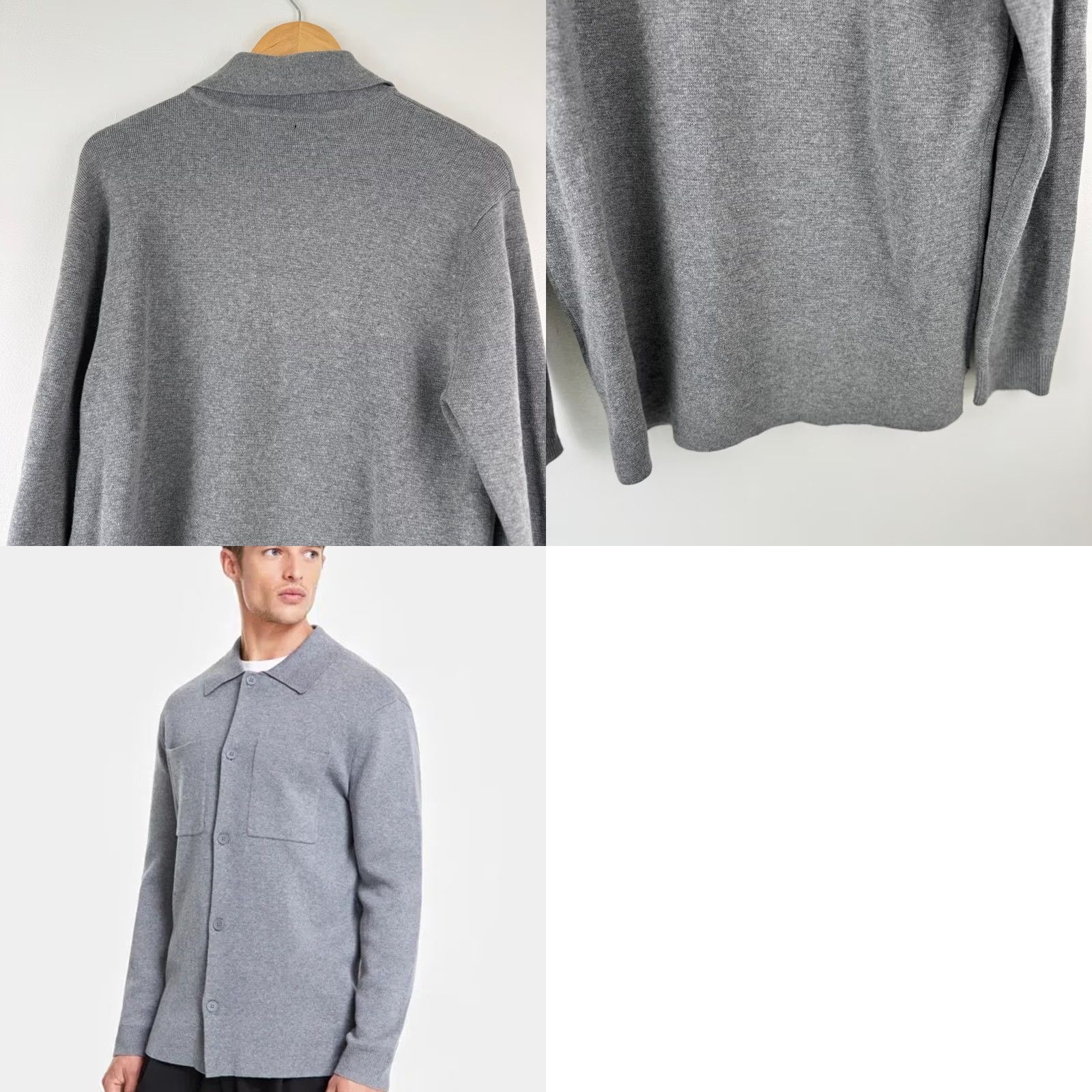 Alfani Alfani Mens Knit Button Down Shirt Jacket Cement Grey Heather Small Size US S / EU 44-46 / 1 - 9 Thumbnail