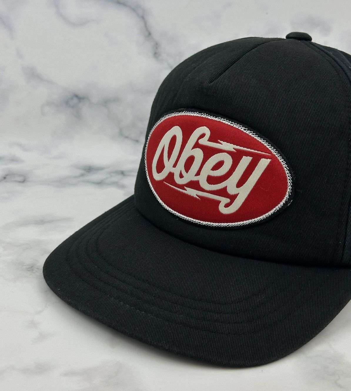 Obey Obey Adjustable Cap One Size Black with Red Logo Streetwear Size ONE SIZE - 3 Thumbnail