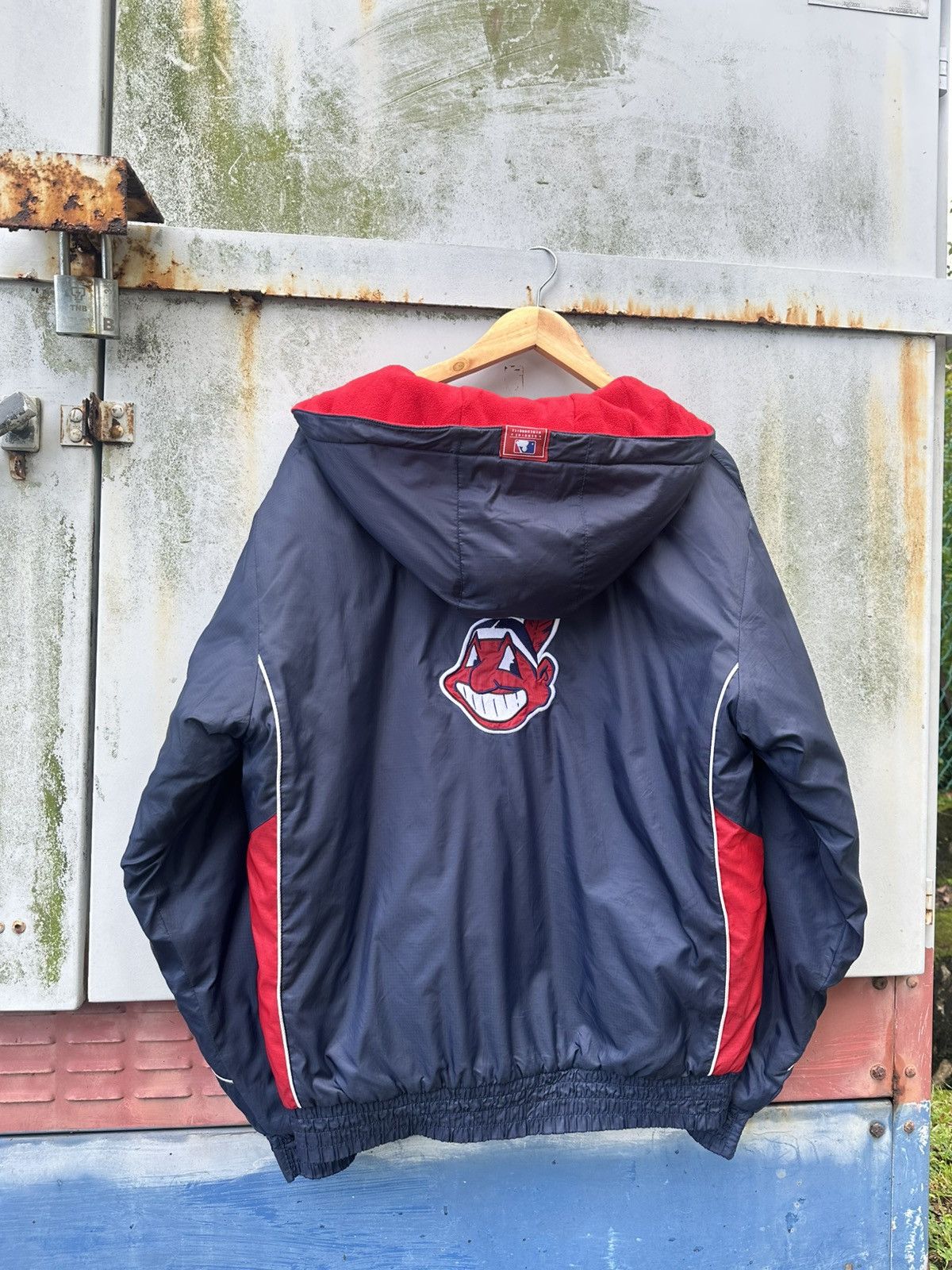 MLB 👹Indiana Baseball Hooded Long Jacket Size US L / EU 52-54 / 3 - 8 Thumbnail
