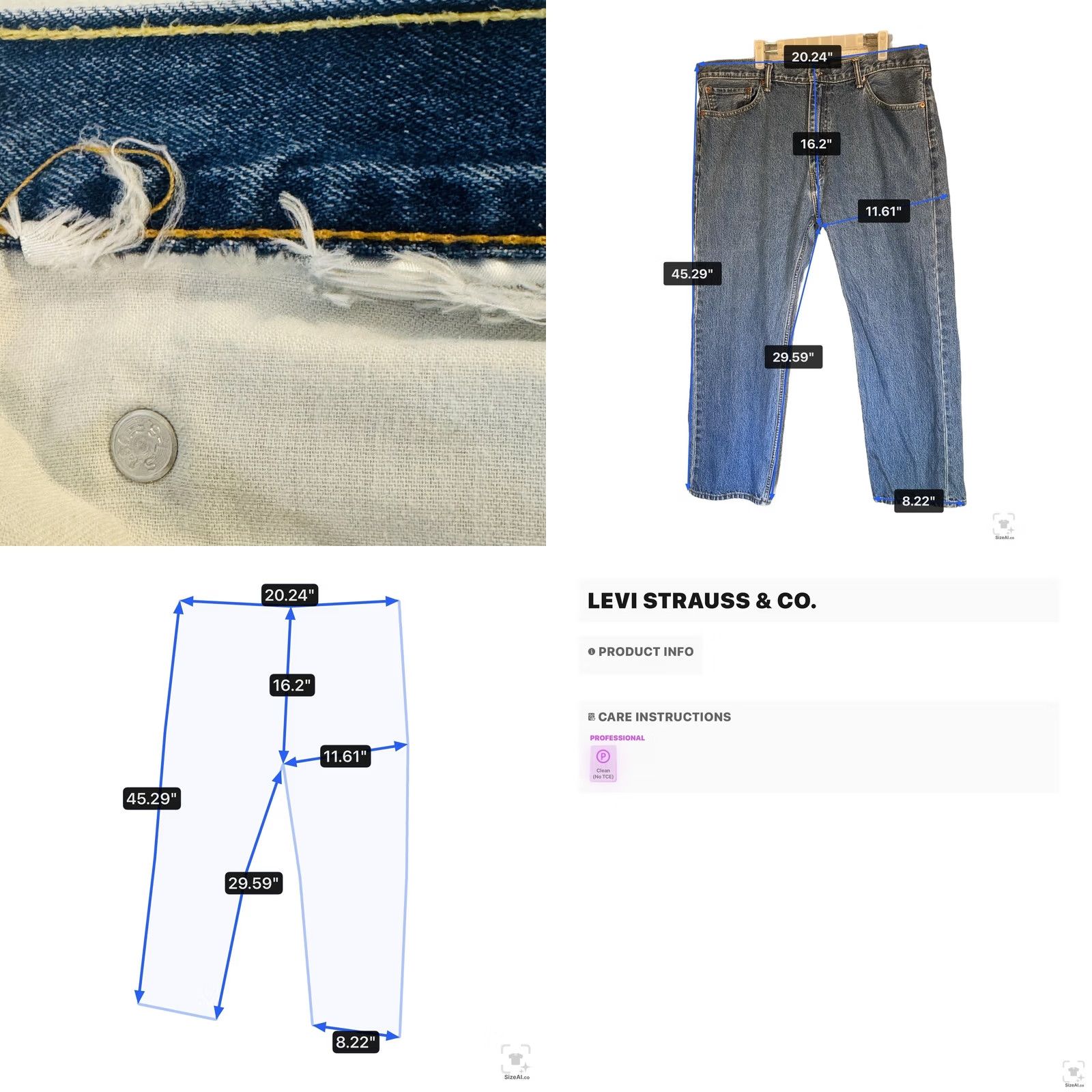 Levi's Levi's 505 Jeans Mens 42x30 Blue Medium Wash Straight Denim Zip Fly Regular Fit Size US 42 / EU 58 - 8 Thumbnail