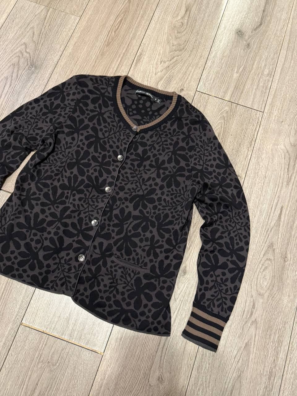 Gudrun Sjoden GUDRUN SJODEN Brown Floral Knit Cardigan Sweater Size S Size S / US 4 / IT 40 - 3 Thumbnail